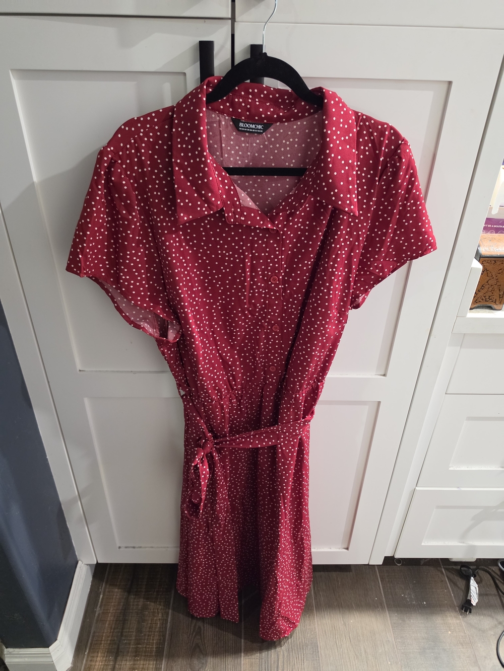 BloomChic Red Polka Dot Shirt Dress